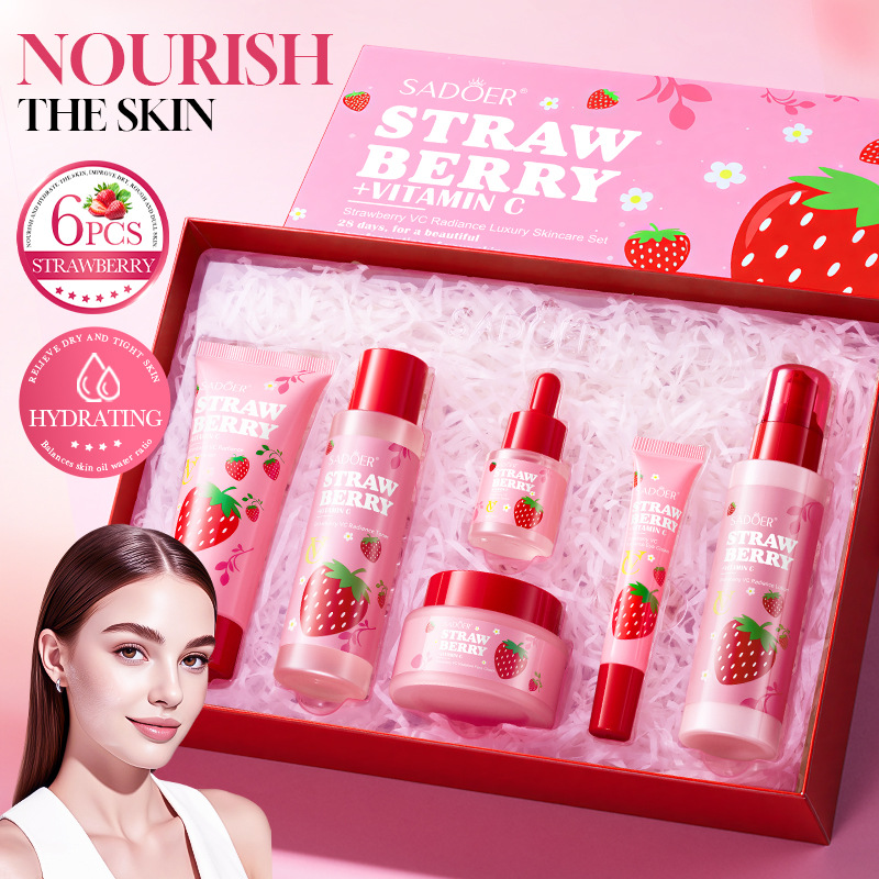 Luxury Skincare Gift Set - Strawberry VC Brightening Luxury Care 6-delige