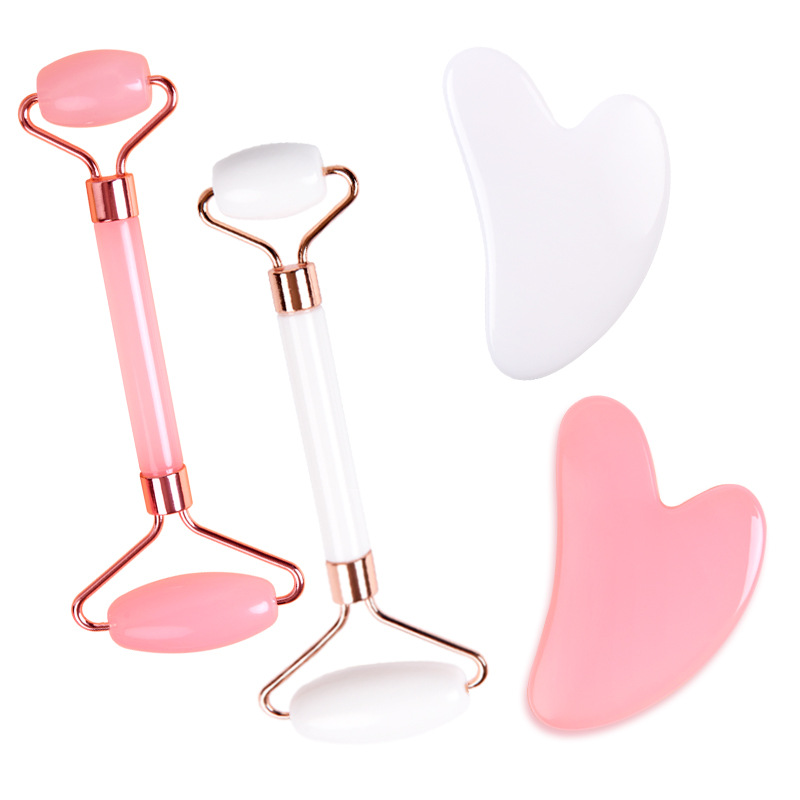 Luxury Rose Skincare - Rozenkwarts gezichtsmassageapparaat - Dubbelzijdige hartroller voor